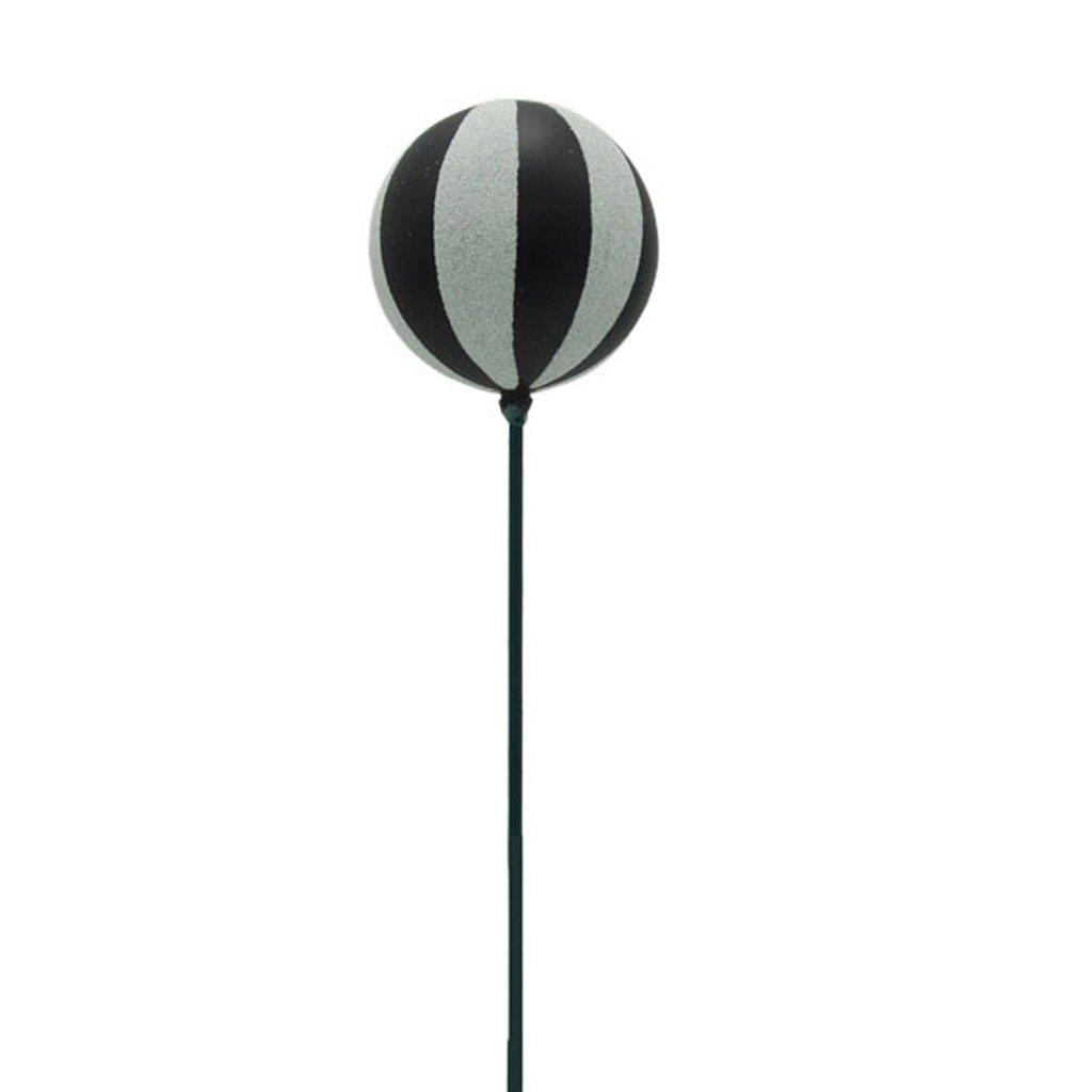 Ball With Glitter Stripes And Stick 80mm matte black and whi