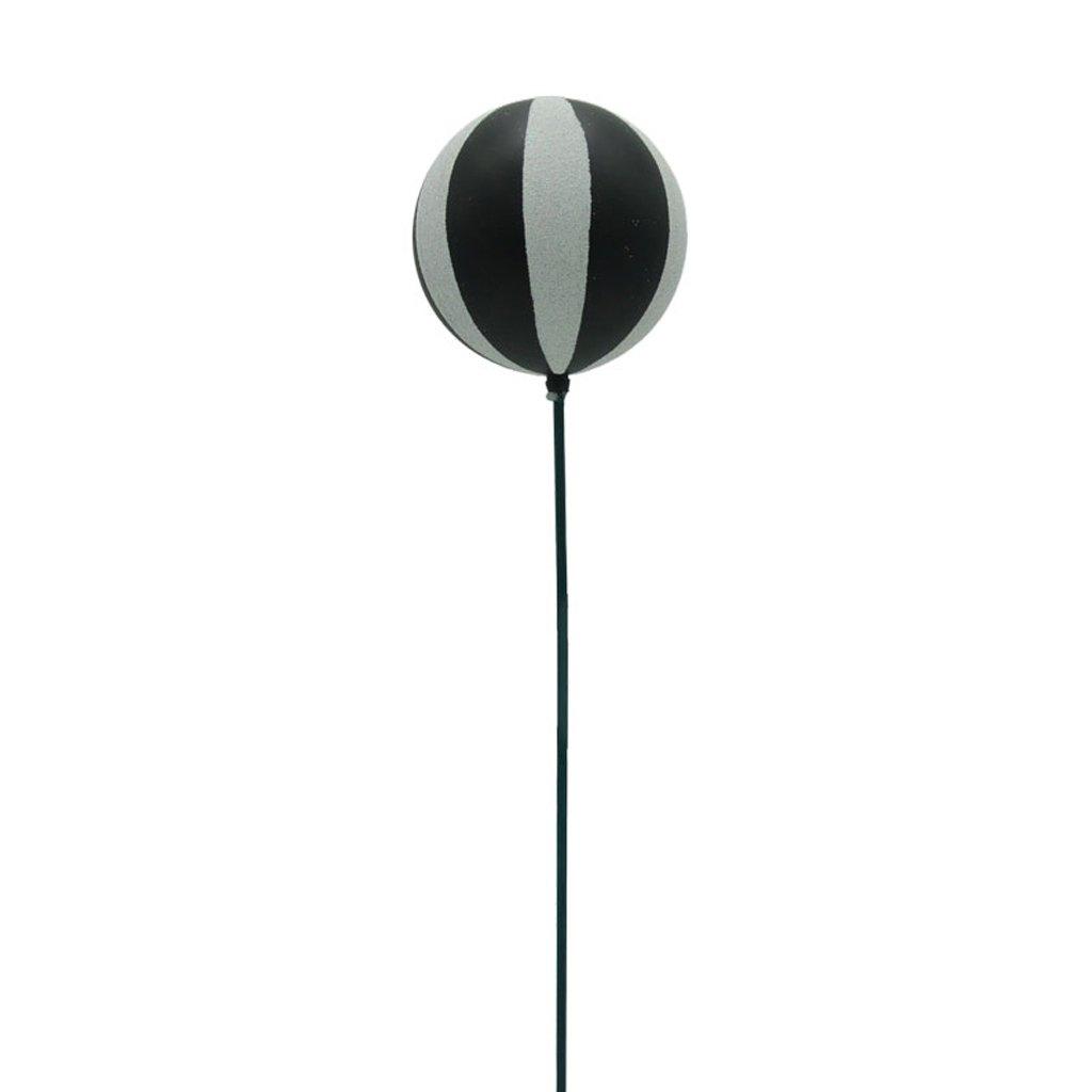 Ball With Glitter Stripes And Stick 120mm matte black and white