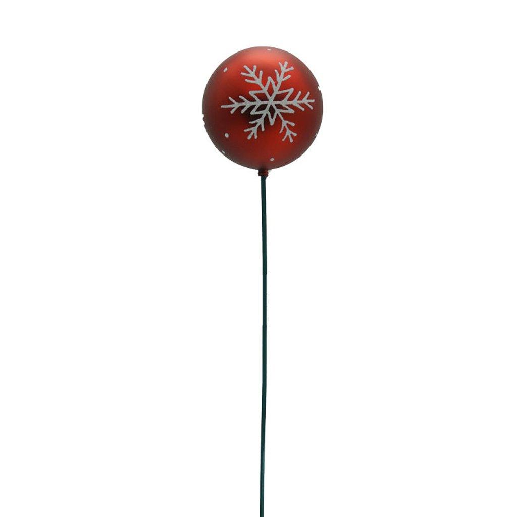 Ball With Snowflake And Stick 120mm matte red and white