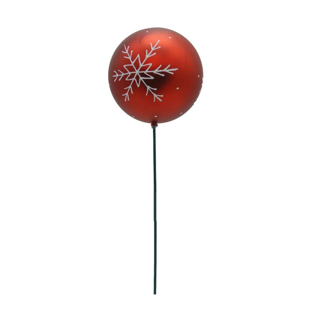 Ball With Snowflake And Stick 150mm matte red and white