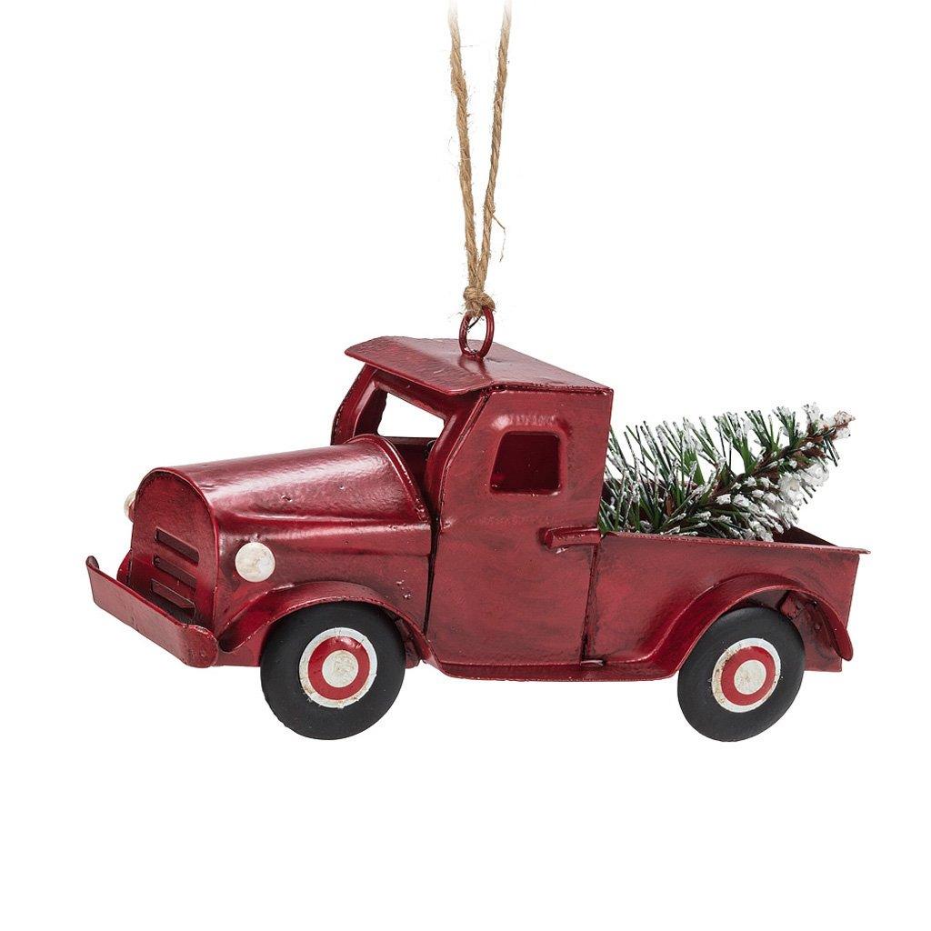 Red Truck With Tree Ornament 5 in