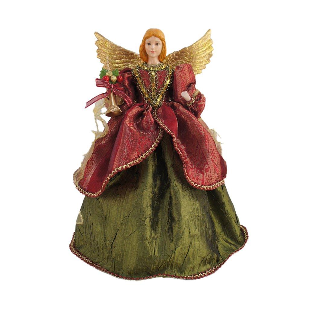 Angel Tree Topper In Burgundy And Green 16 in