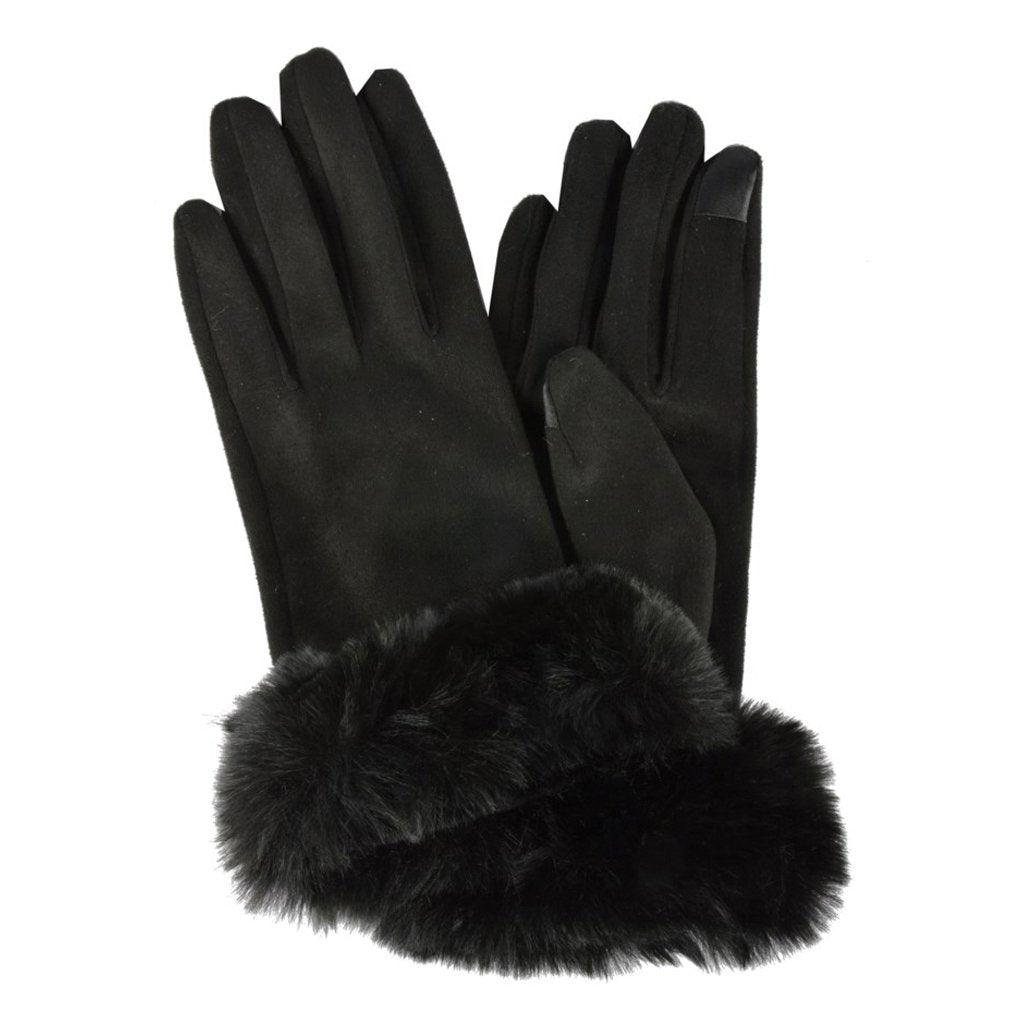 Faux Fur Trim Gloves