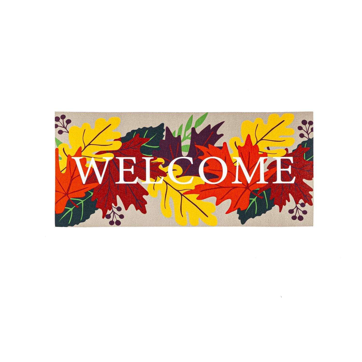 Welcome the fall season with this charming Sassafras Switch Mat. Featuring beautiful fall leaves, this mat adds a warm touch to your entryway. The perfect way to greet your guests and add a touch of seasonal décor to your home.