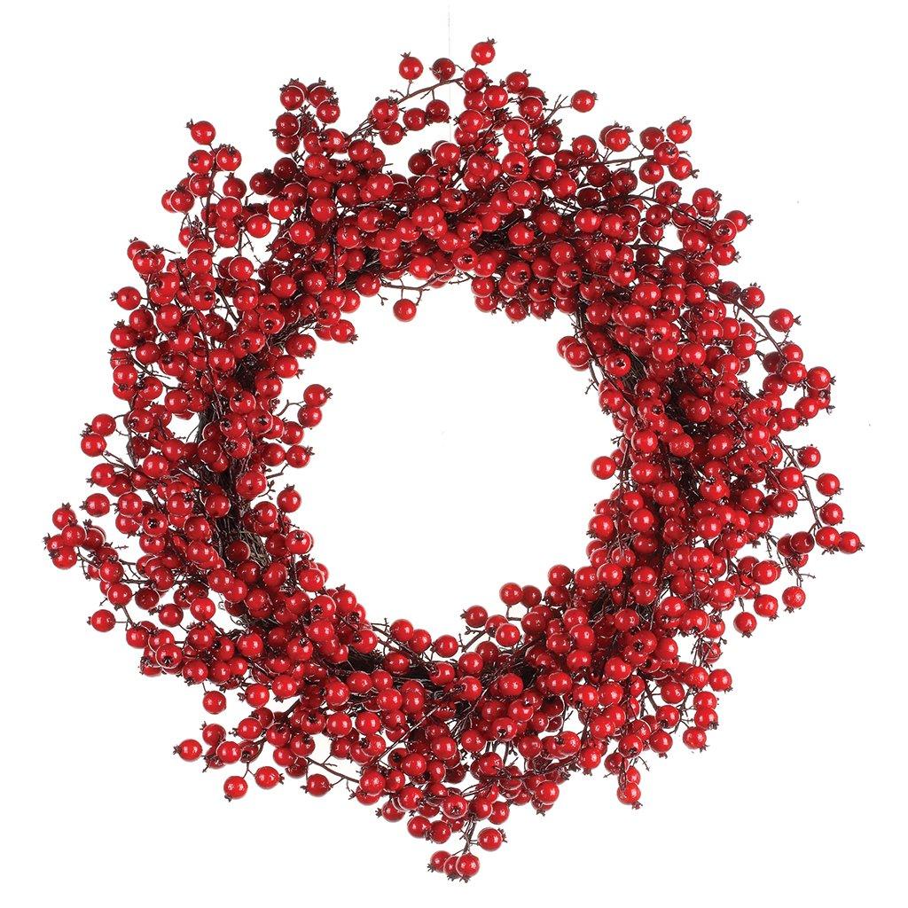 Adorned with an abundance of vibrant red berries, this wreath brings a pop of color and warmth to your holiday décor. Its generous size ensures that it stands out whether you hang it on your front door to welcome guests or use it as a centerpiece for your holiday gatherings. 