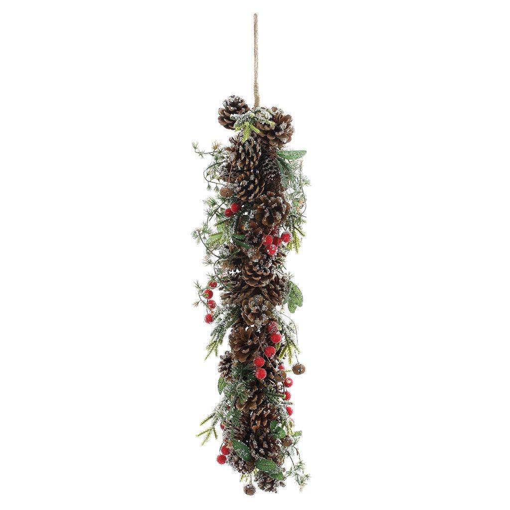 Elevate your holiday décor with our Cedar, Cone, Berry, and Bell Garland. This exquisite 6-foot garland combines the rich fragrance of cedar with the natural beauty of pinecones and the festive cheer of red berries and bells. The lifelike foliage and accents make it a versatile and elegant addition to your seasonal décor. 