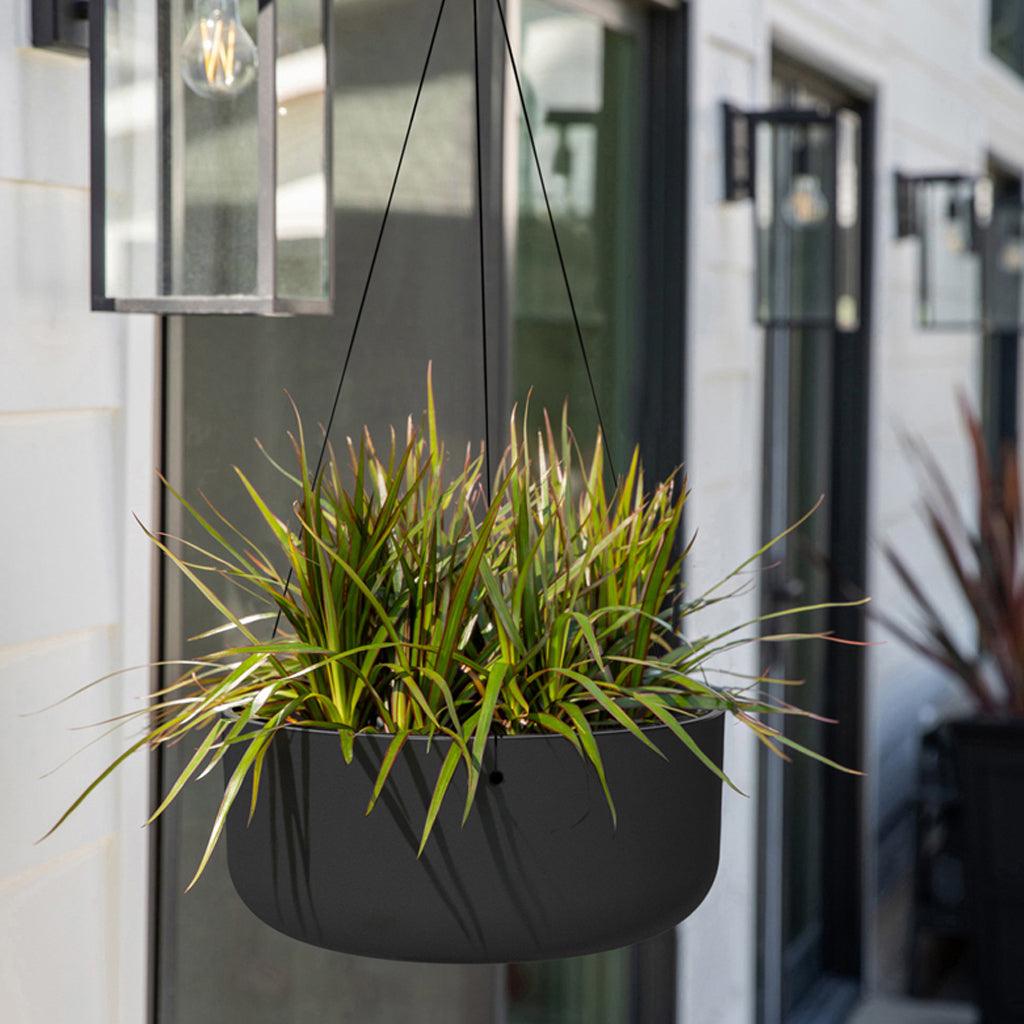 small black hanging planter Kona Hanging Bowl Planter 14" Black
