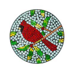 18"  Translucent Mosaic Glass Bird Bath With Cardinal