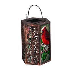 Handpainted Embossed Glass And Metal Solar Lantern