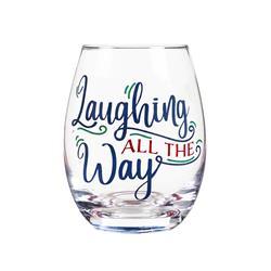 Stemless Wine Glass With Box, 17 Oz, Laughing All The Way