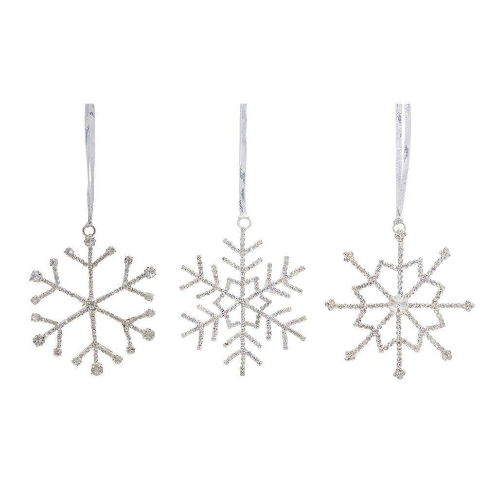 Glass 3.5&quot; Jewel Snowflakes