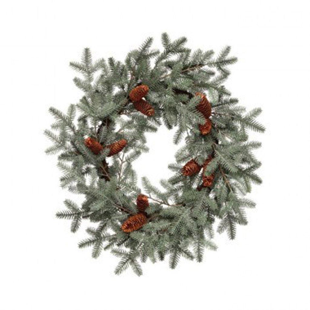 Elevate your holiday décor with the natural charm of the Everlasting Wreath Fir Pine with Cones. This beautifully crafted wreath, measuring 24 inches in diameter, brings the timeless beauty of nature to your home. 