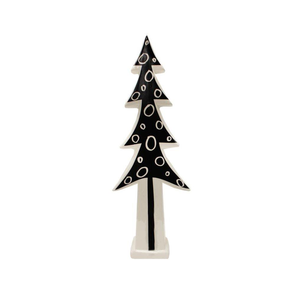 Large Ceramic Black And White Xmas Tree 5.5x2.5x13 inch