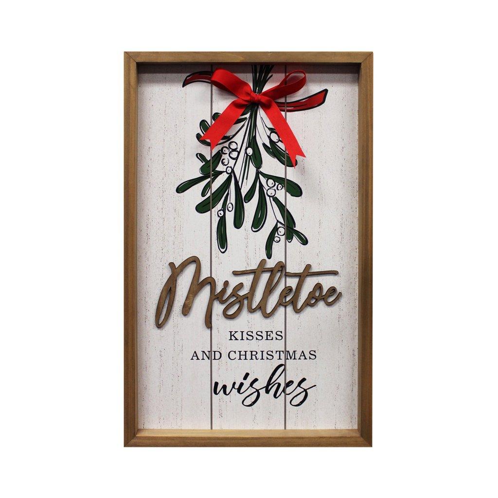 Mistletoe Woodem Framed 11.75x19.5 inch