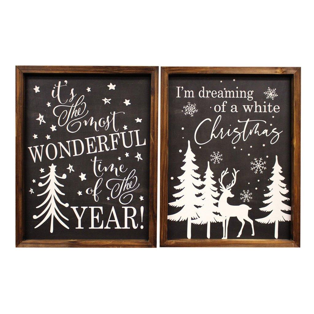 Wooden Wall Plaque Black And White 13.75x17.6 inch