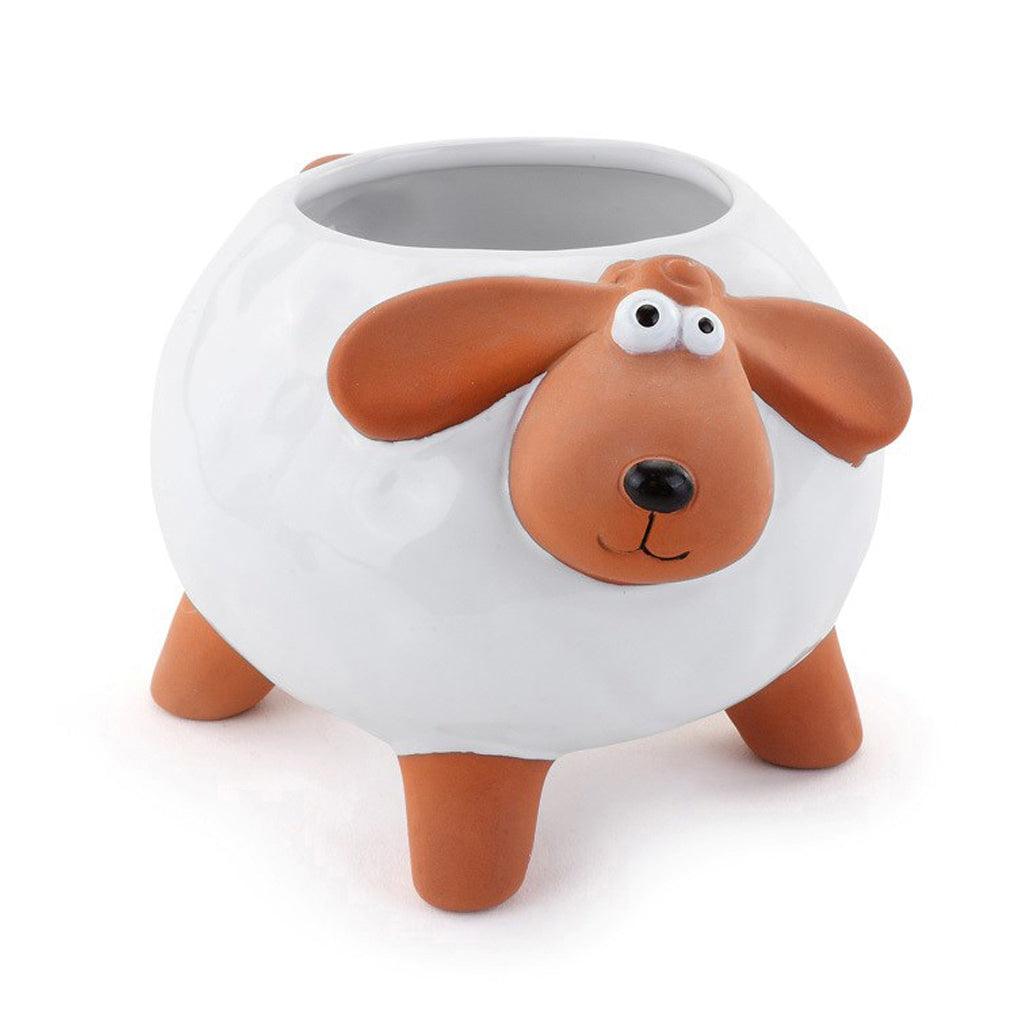 White Whimsy Sheep Planter 3.5in x 3in