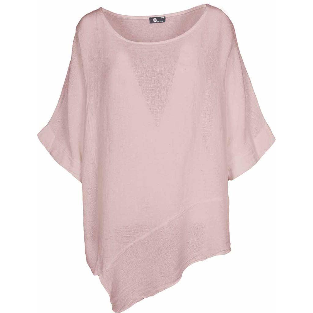 M Made in Italy Woven Short Sleeve Top Blush