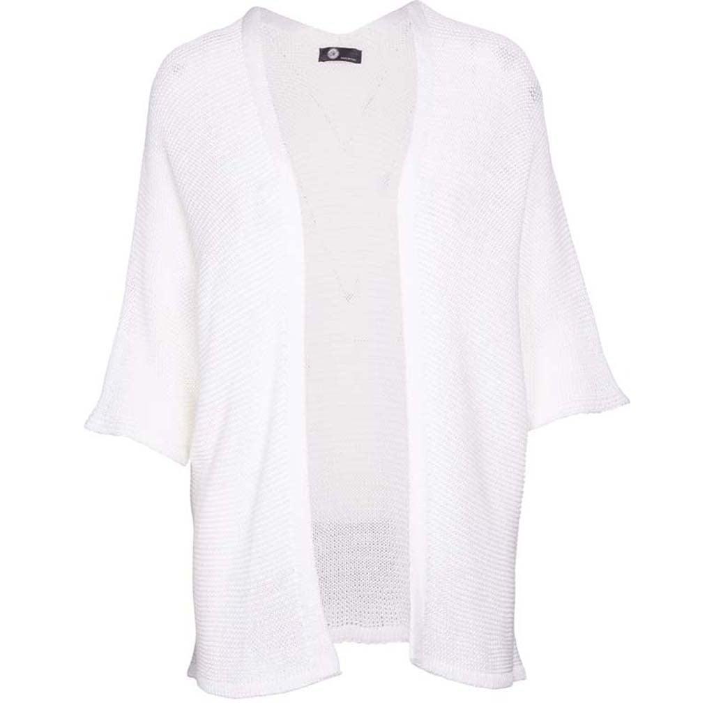 M Made in Italy Knit 3/4 Sleeve Cardigan White