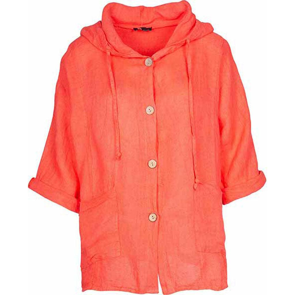 M Made in Italy Woven Long Sleeve Hoody Coral