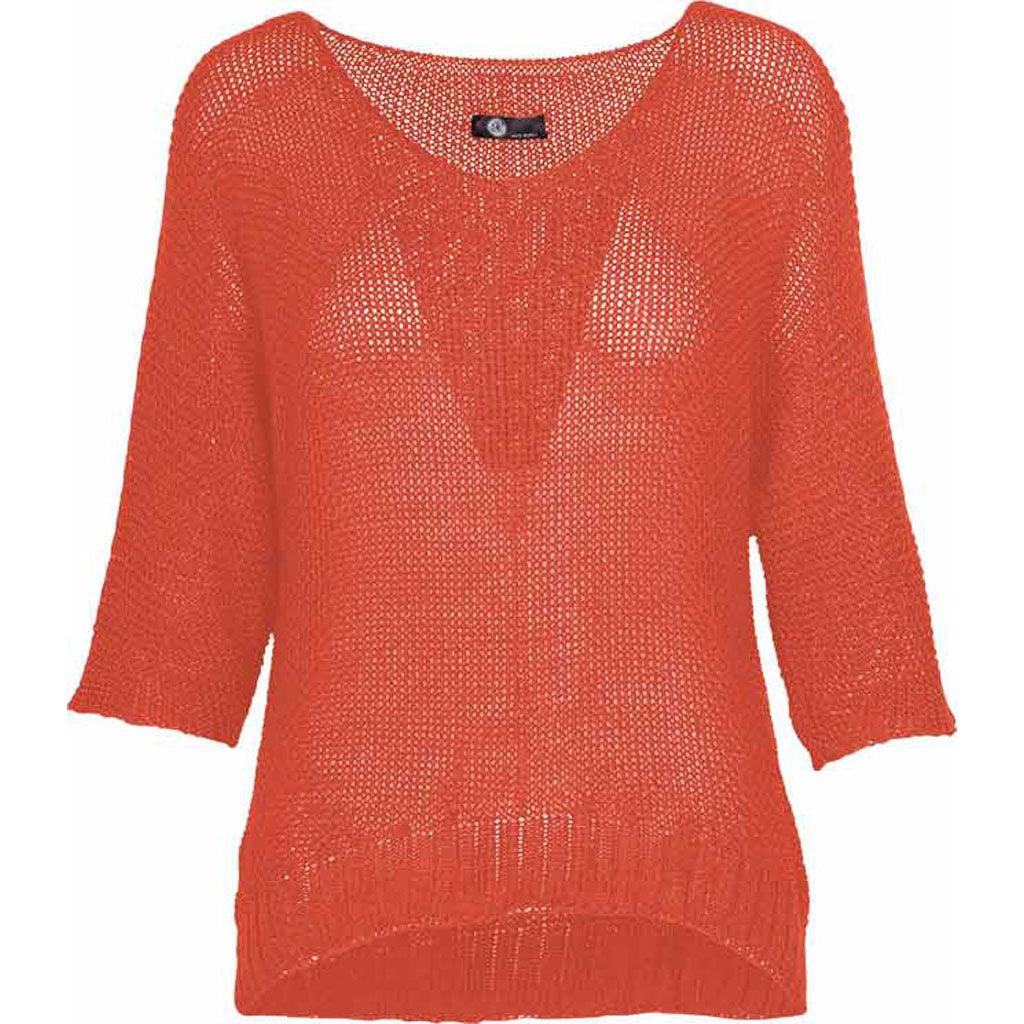 M Made in Italy Knit 3/4 Sleeve Sweater Coral