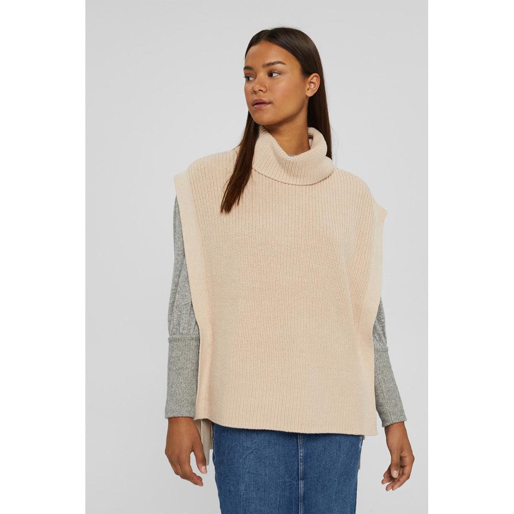 Poncho Belted Sweater Organic Beige