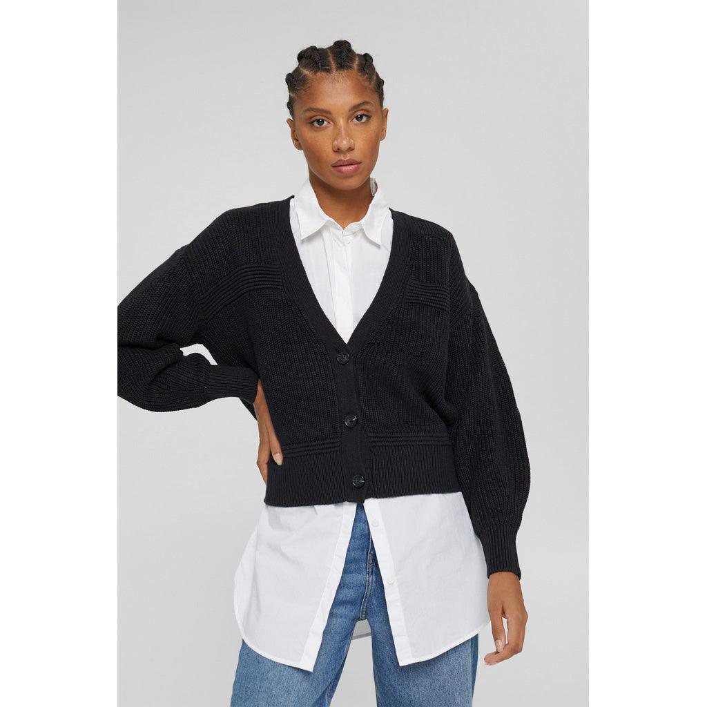 Ribbed Sweater  Cardigan Black