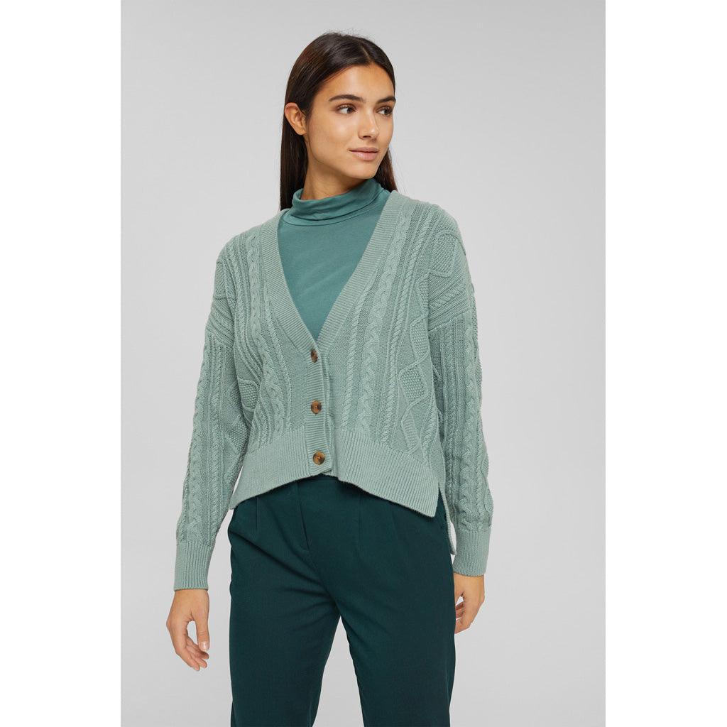 Sweater Cardigan Organic Cotton Dusty Green