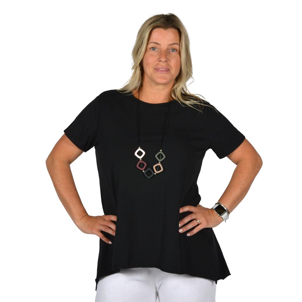 Black High Low Tee W/Necklace