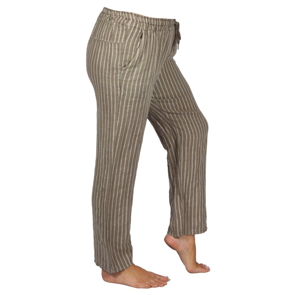 Tan Stripe Linen Pants