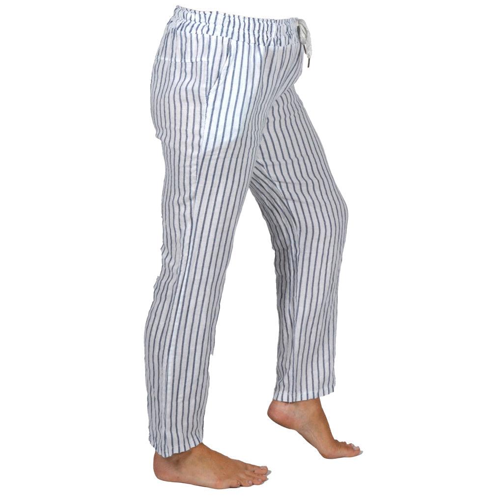White Stripe Linen Pants
