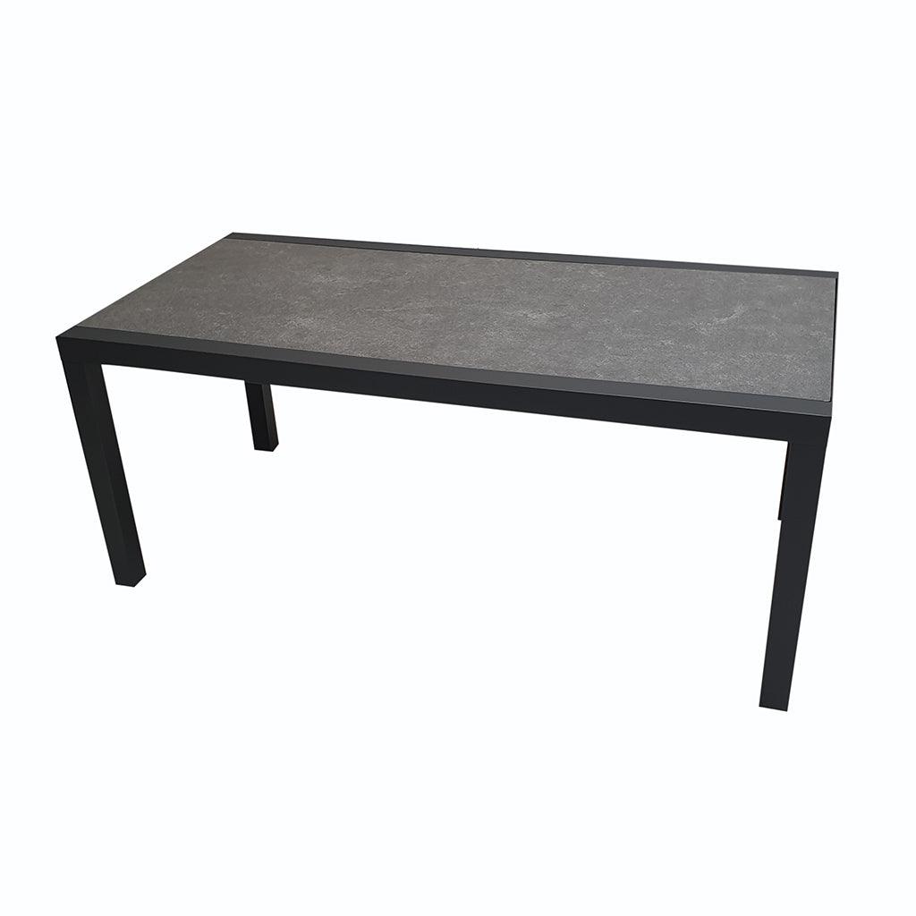 The Garda Table is a luxurious addition to any outdoor living space. Its graceful black aluminum frame boasts a gleaming ceramic glass top that&#39;s perfect for entertaining. A timeless, durable, piece that adds sophistication and refinement to any interior, an ideal centerpiece for an outdoor oasis. 