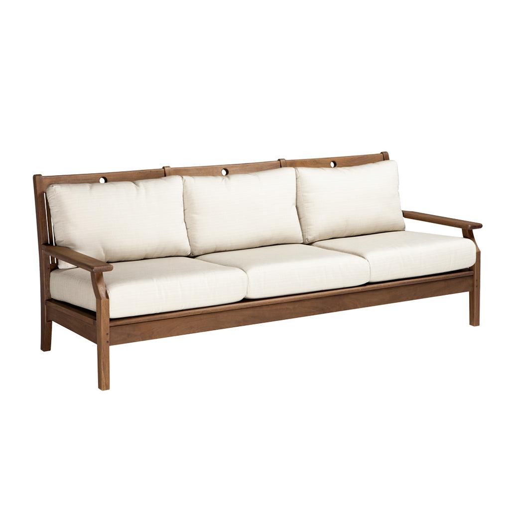 Enjoy outdoor living in style with the Opal Collection Sofa with Cast Silver Cushion. Crafted with 100% FSC-Certified Ipe timber sourced sustainably from Bolivia, this sofa is durable and weather-resistant for years to come. Measures 34in H x 88in W x 35in D. 