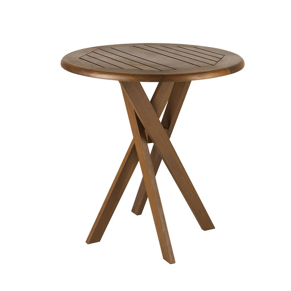 Bring style and sustainability to your outdoor living space with the Topaz Collection Bistro Table. Crafted from 100% FSC-Certified Ipe timber, which is sustainably harvested in Bolivian dry-tropical forests, this 28&quot; table intertwines delicate slats of strong Ipe timber and is resistant to weather, moisture, and sun. Fine-grain sanding method highlights the deep chocolate-brown colour while weighing 32lbs.