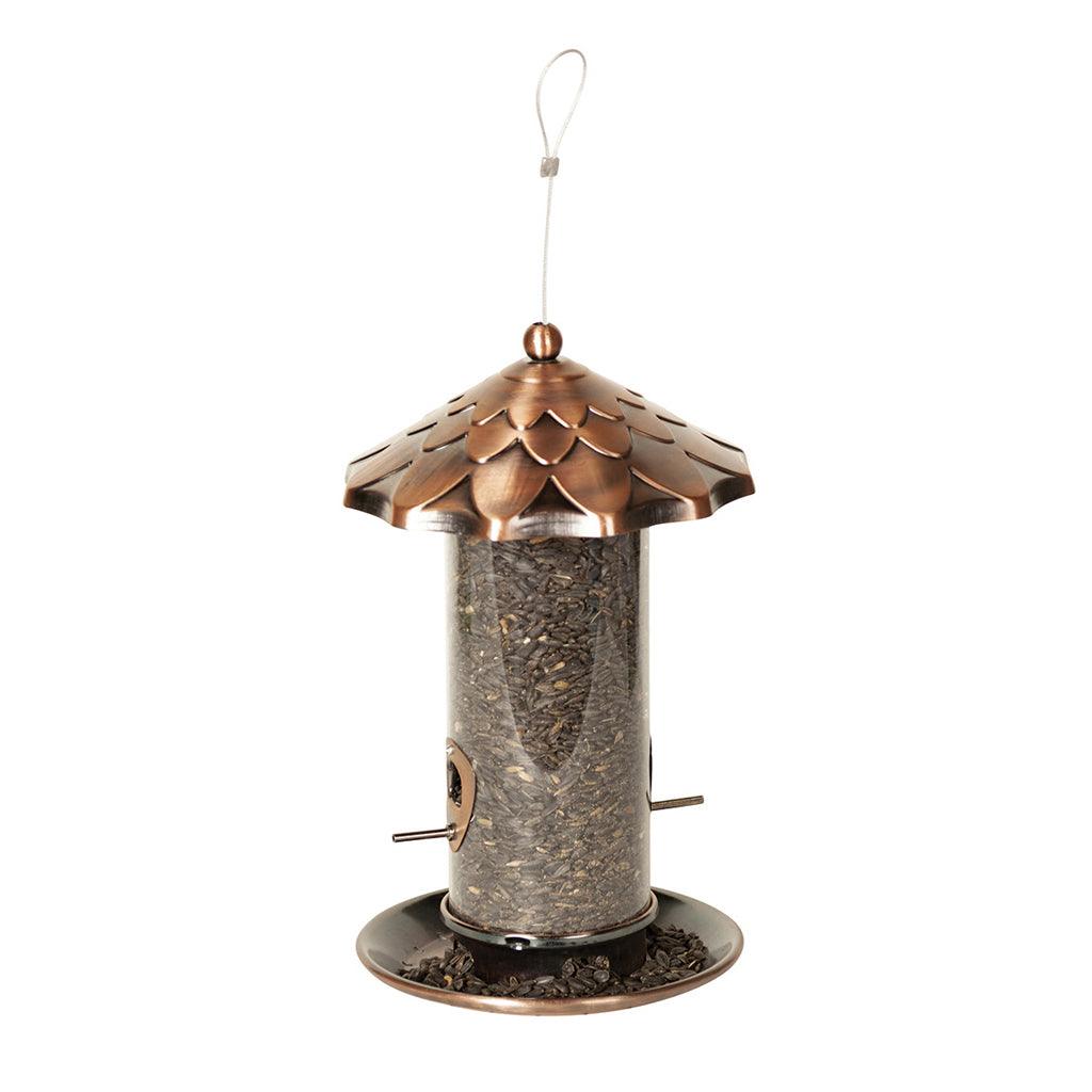 High Capacity Decorative Seed Feeder Copper