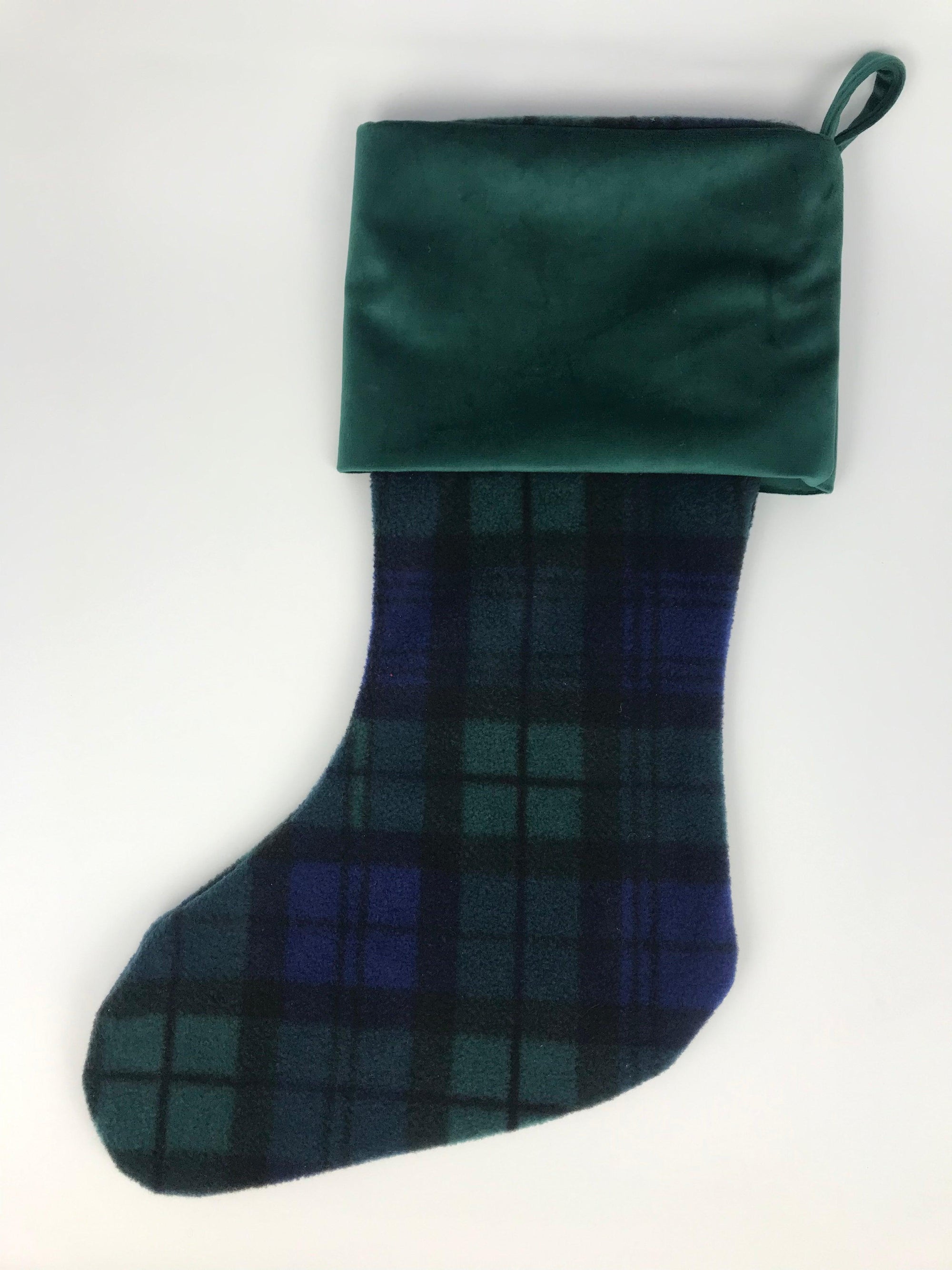 Stocking Blackwatch Tartan Emerald Velvet Cuff