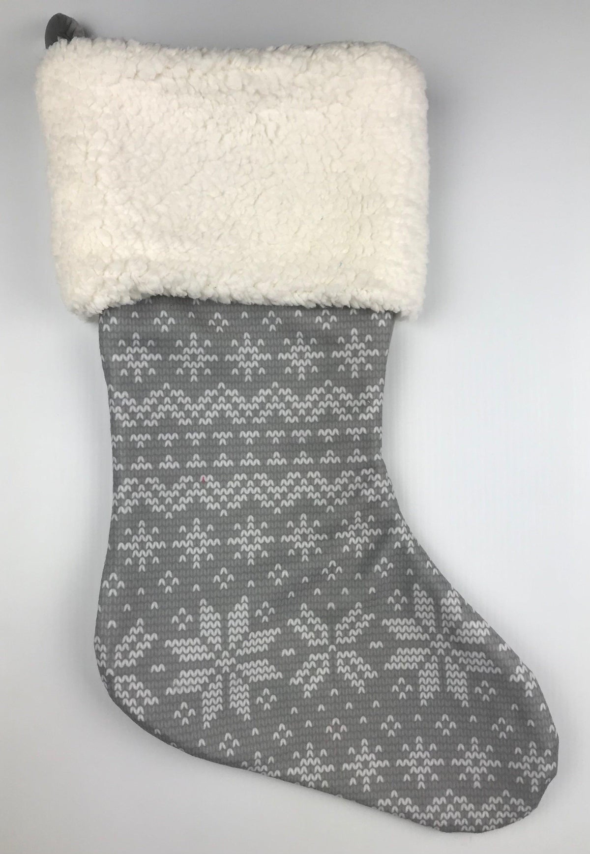 Nordic Taupe Grey Stocking With Grey Micro Chenille Cuff