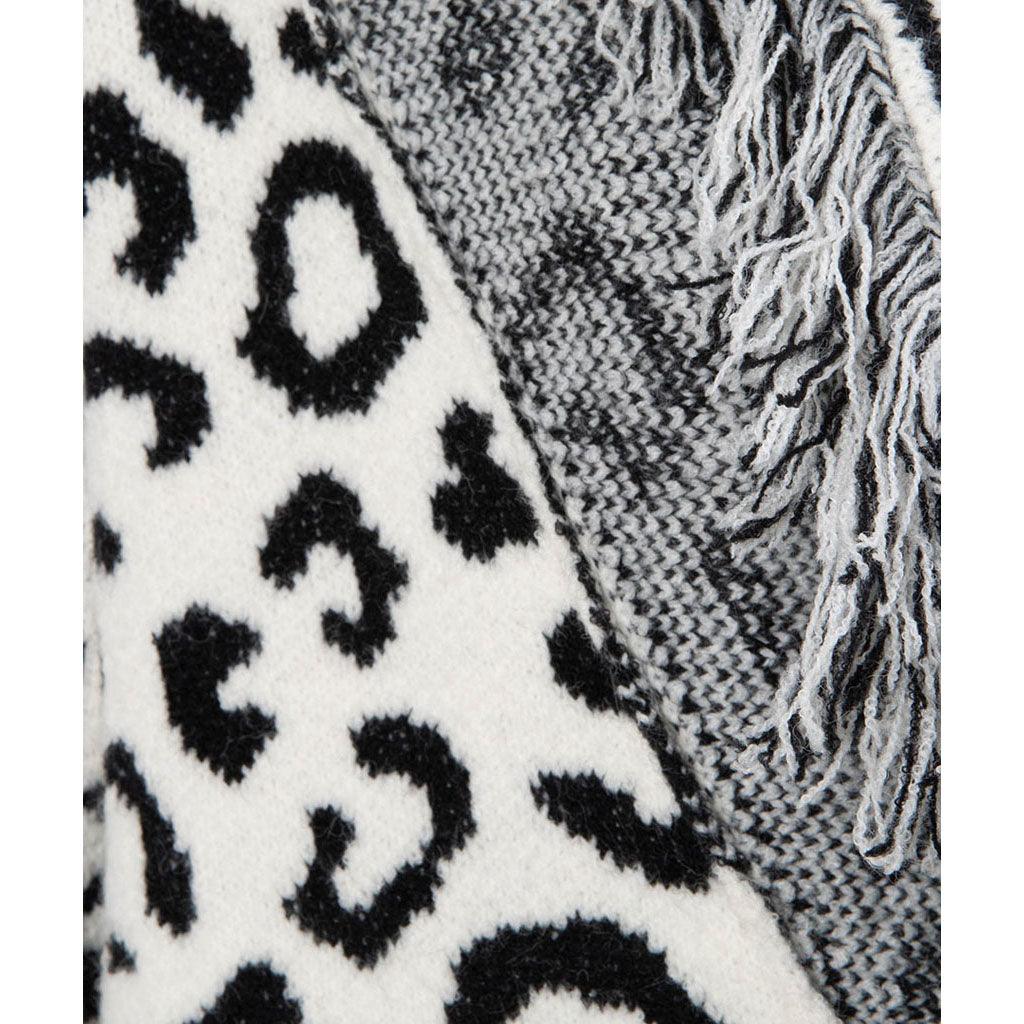 Fringe Leopard Cardi Black/Off White