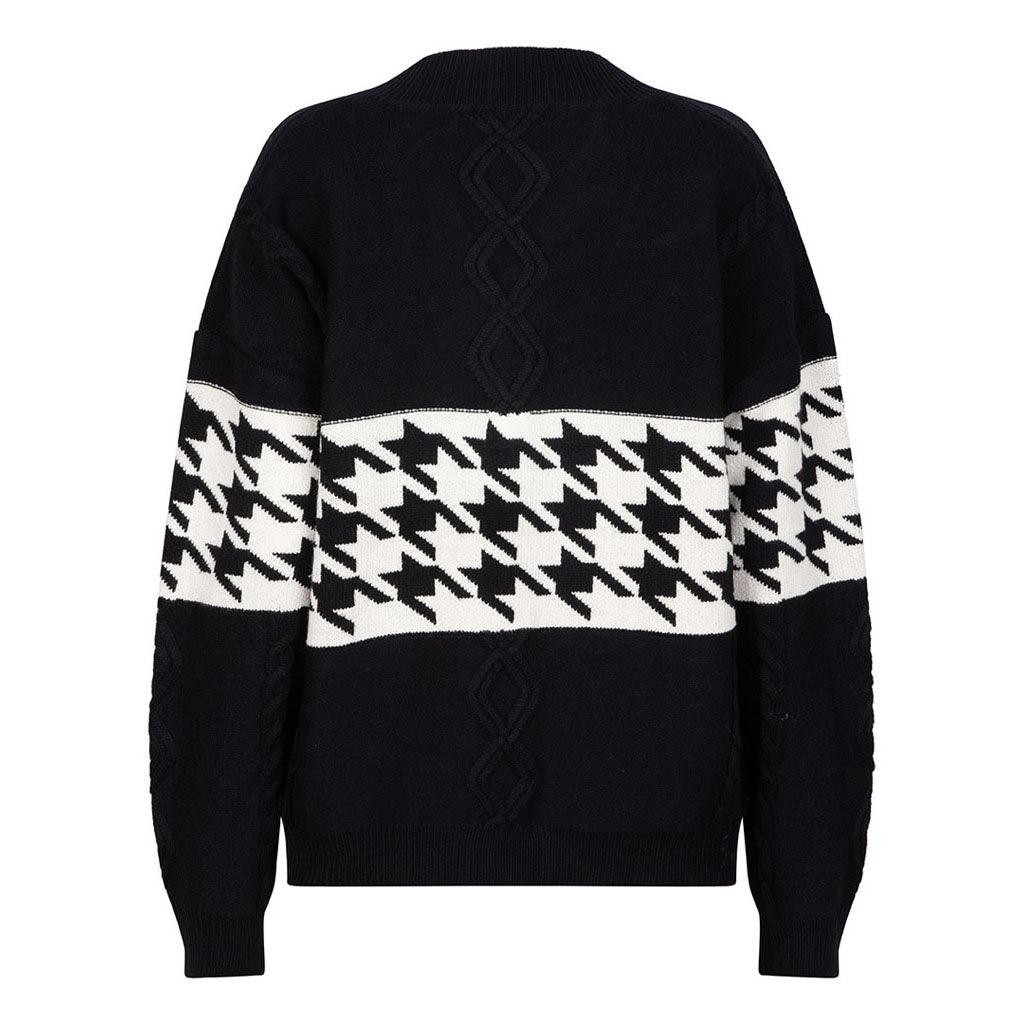 Sweater Houndstooth Cable Black/Off White