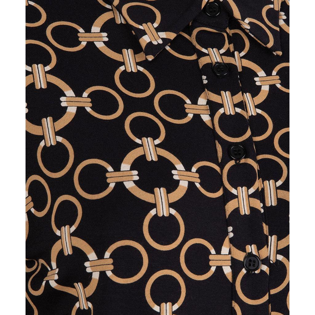 Chain Print Ribbed Cuff Dress