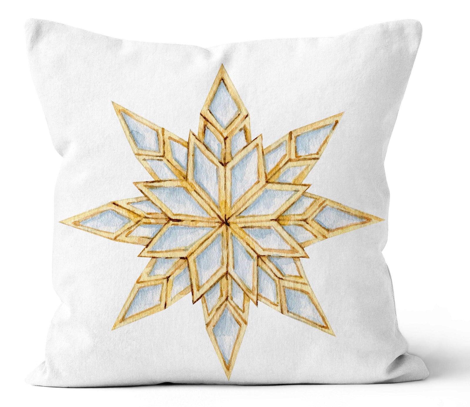 Gold Star Snowflake Pillow 18X18