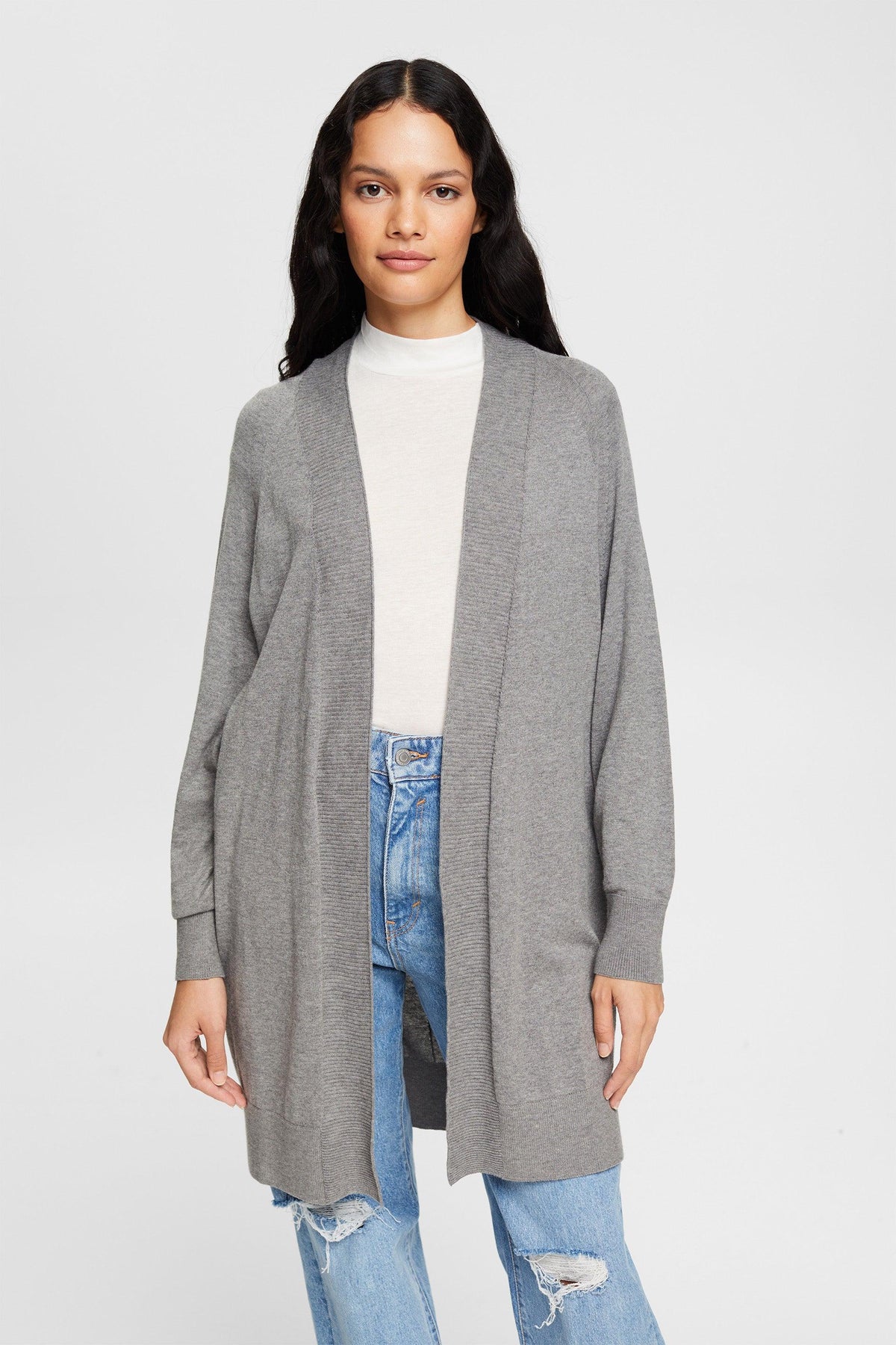 Open Long Cardigan Gunmetal