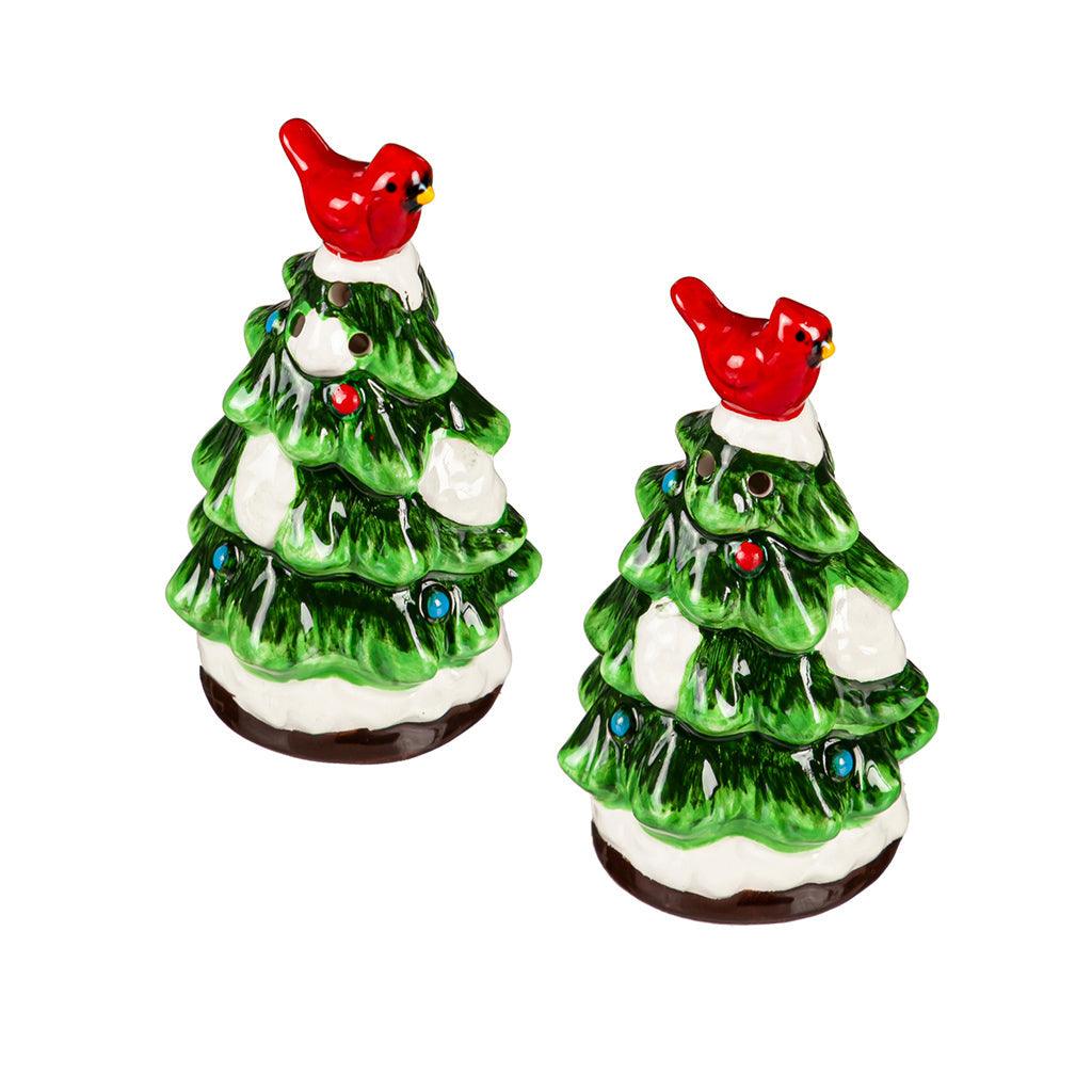 Christmas Tree With Cardinal Salt And Pepper Shaker