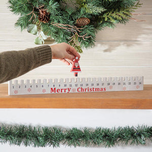 Wood Advent Calendar With Moveable Santa
