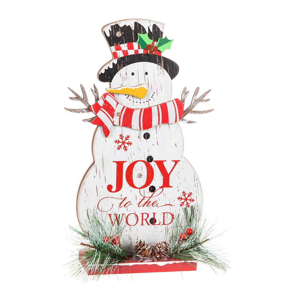 LED Wooden Snowman Décor