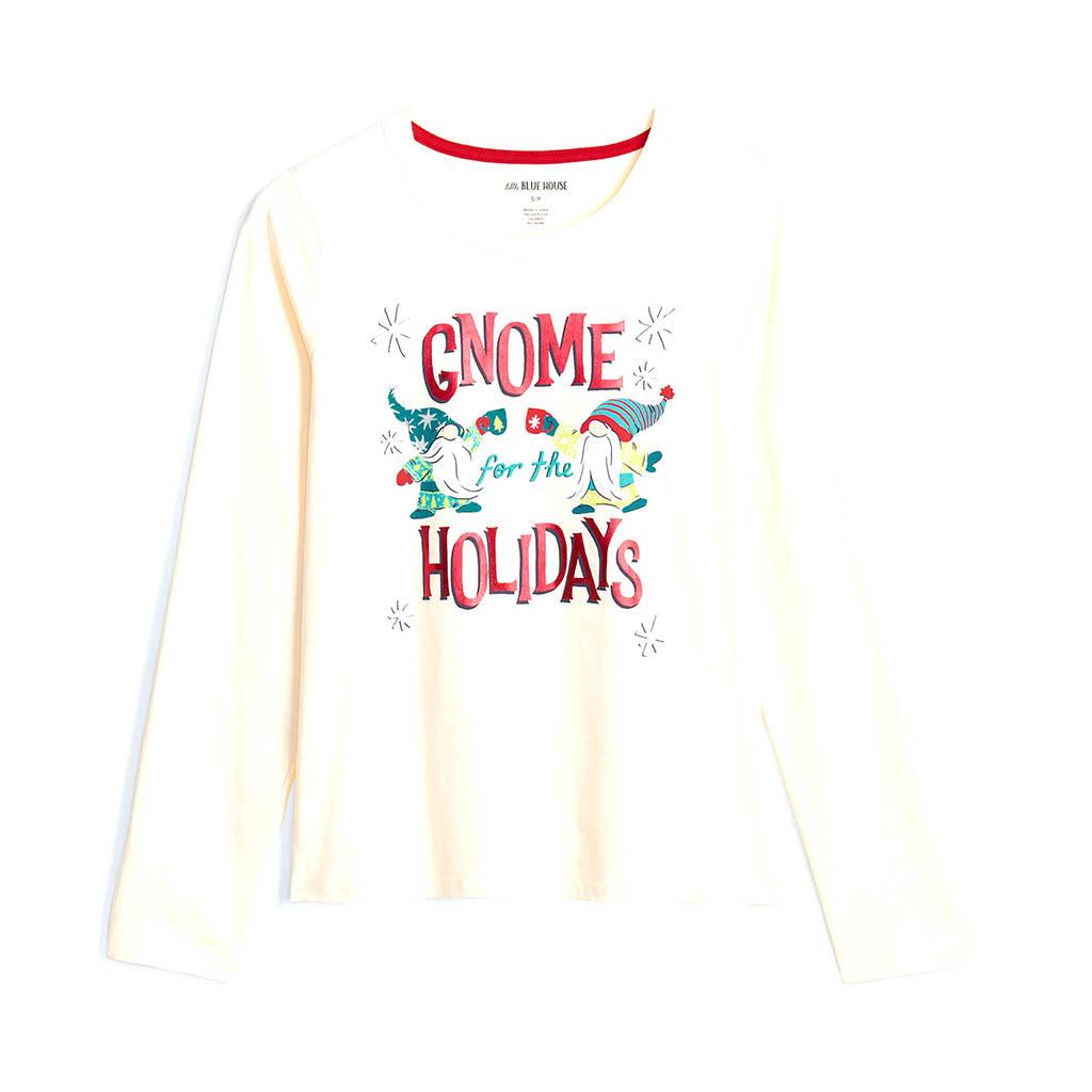 Women&#39;s Gnome For The Holidays L/S Sleep Tee - Off White