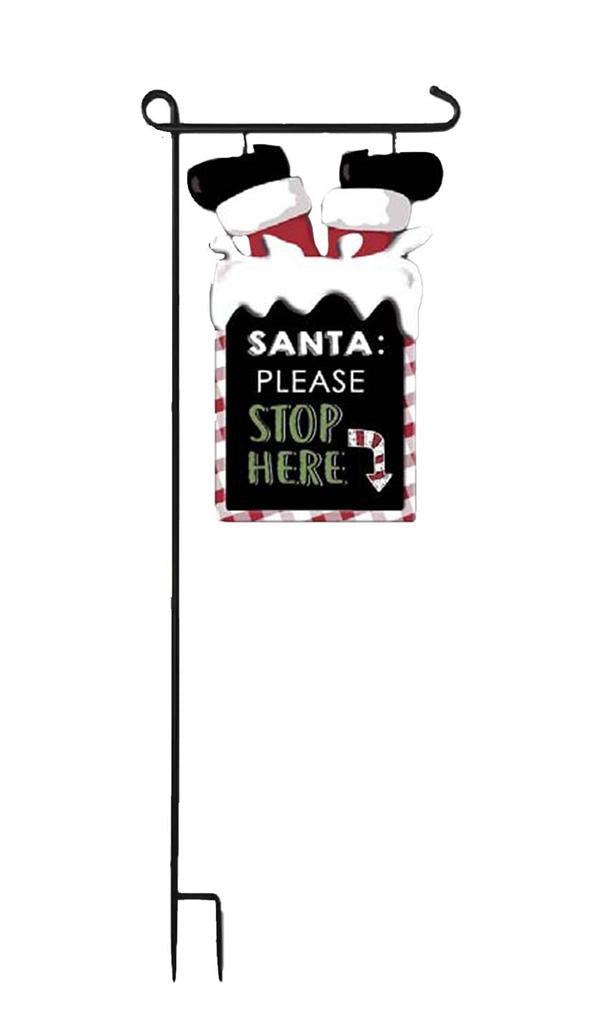 Christmas Stake - Santa Please Stop Here