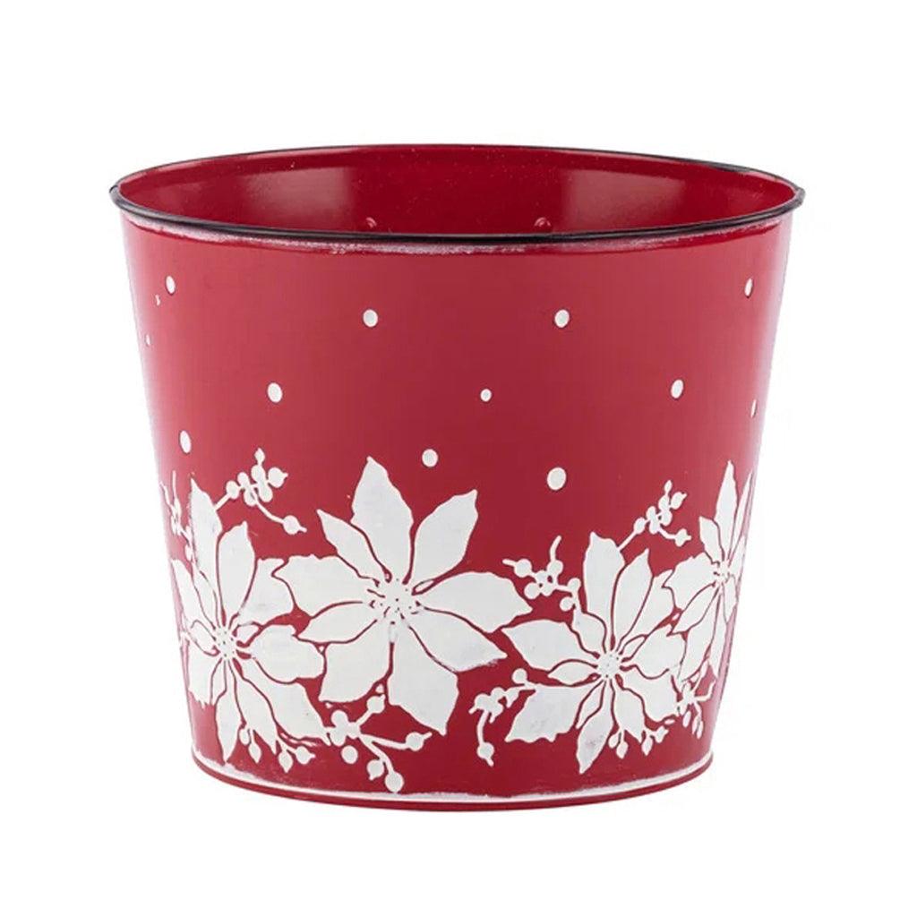 Red Pot with White Poinsettia