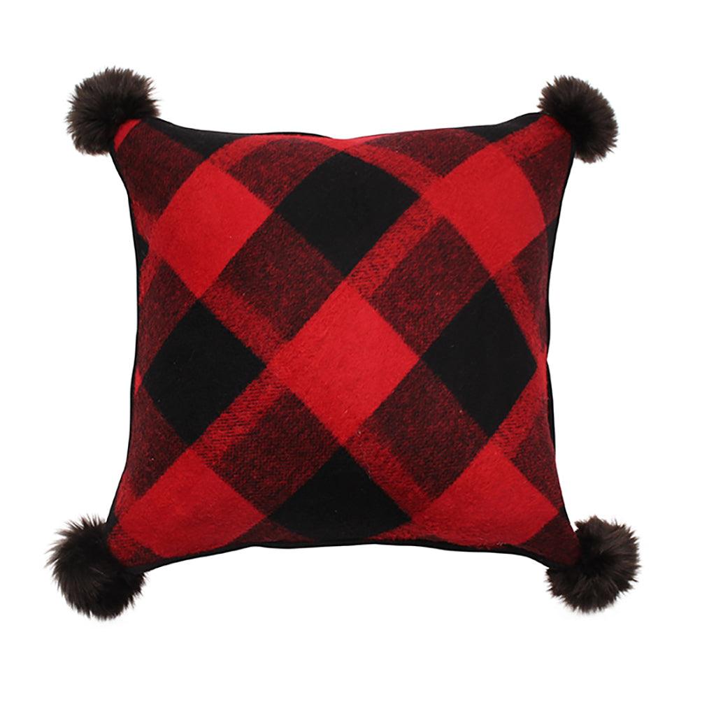 Aspen Check Cushion &amp; Cover 12x20 Red/Black