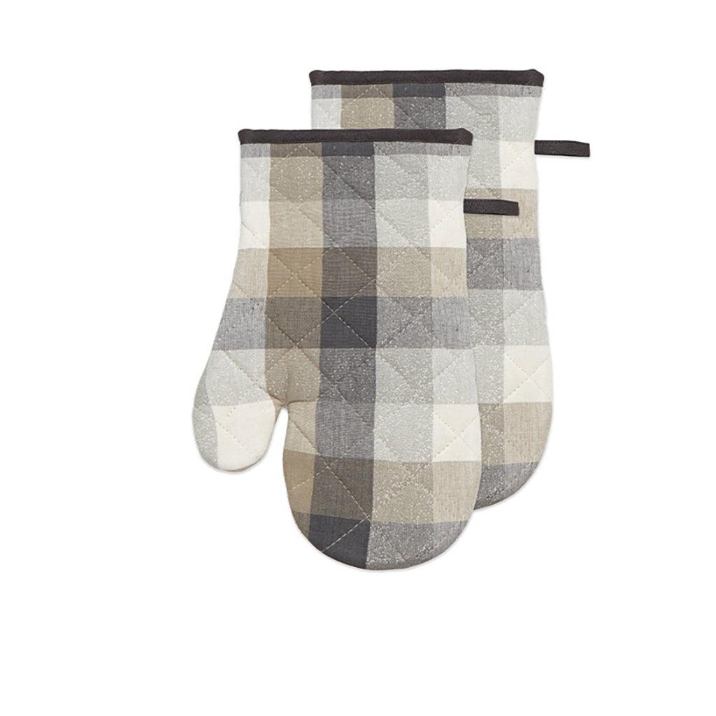 Oven Mitt Frosted Check Natural Set Of 2