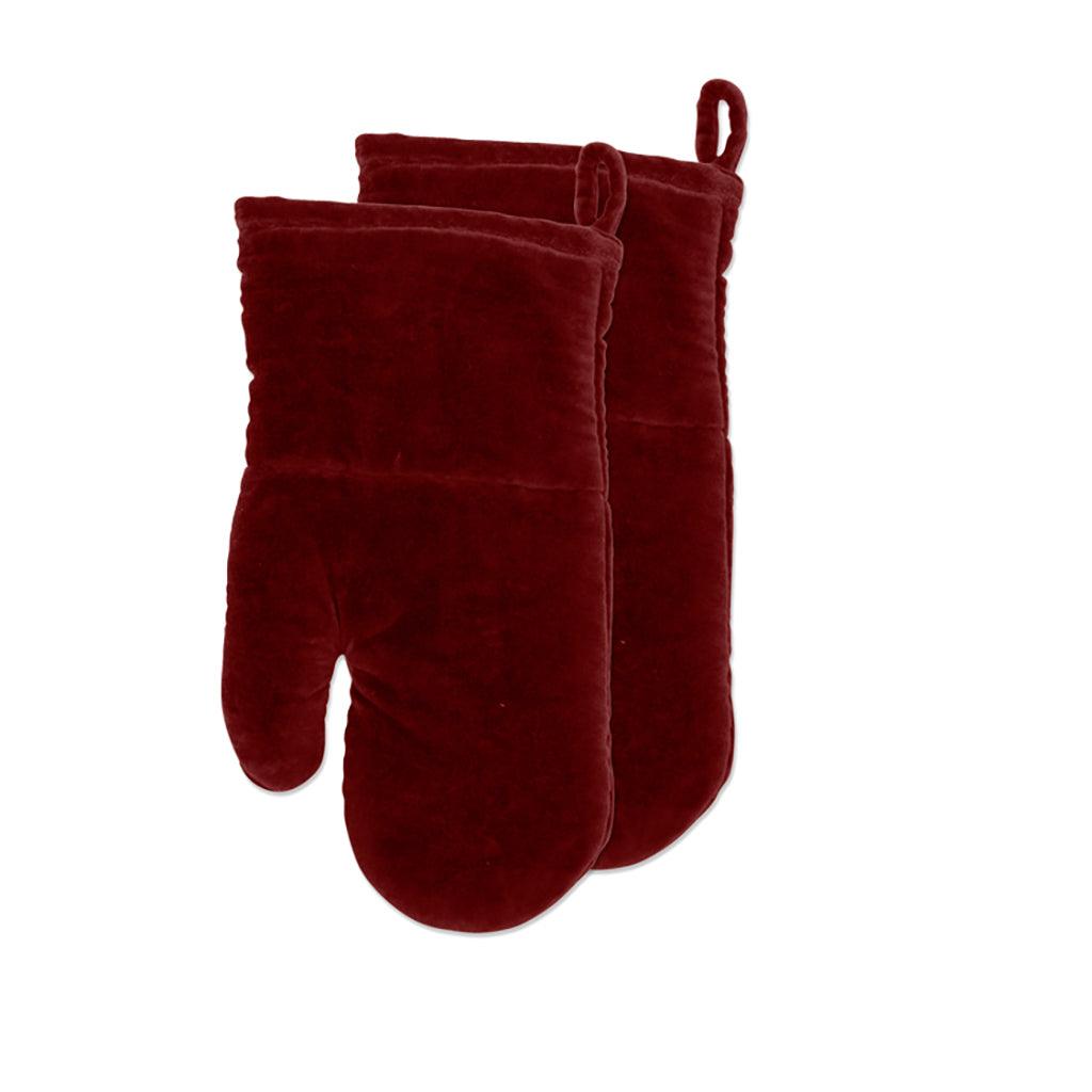 Oven Mitt Luxury Velvet Red Set Of 2